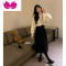 七斓慵懒风毛衣套裙子吊带连衣裙小香风名媛休闲时尚套装女