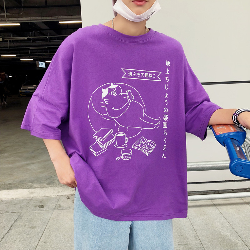 港风bf夏装宽松短袖T恤男装个性时尚韩版2018新款学生半袖衣服