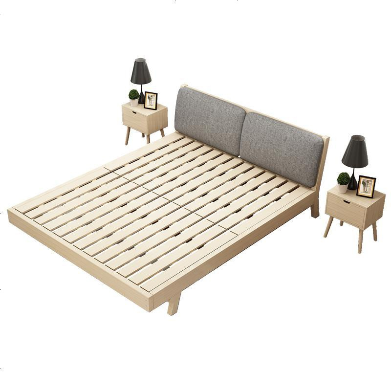 北欧实木床18米双人床现代简约主卧经济型床带软靠软包15m1500mm2000