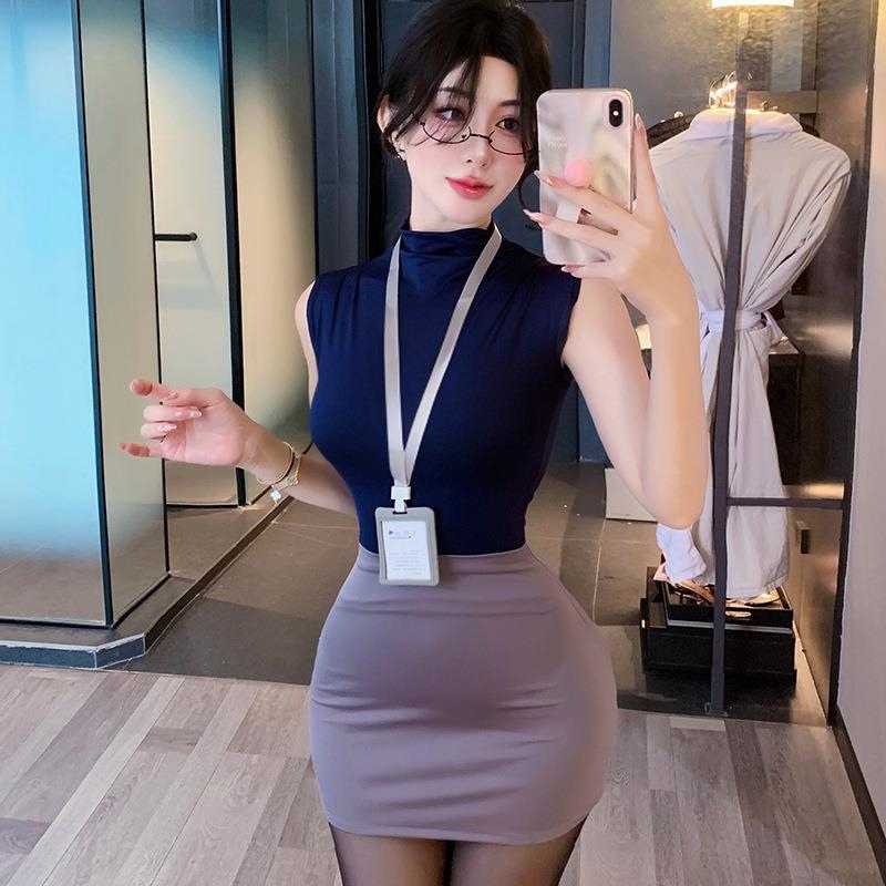 长夜漫漫情趣内衣纯欲秘书包臀裙夜店秘书qqny制服诱惑套装女1964高清大图