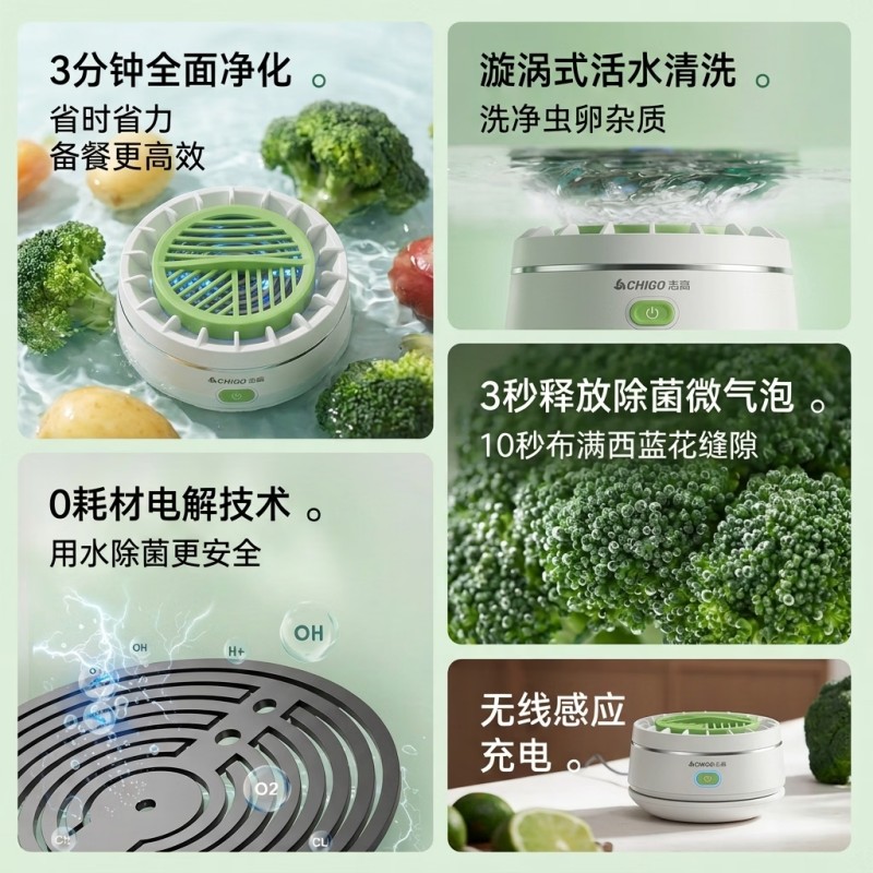 志高CHIGO强力涡流果蔬清洗机ZGGS-X4 4升大容量高效去农残家用设计高清大图
