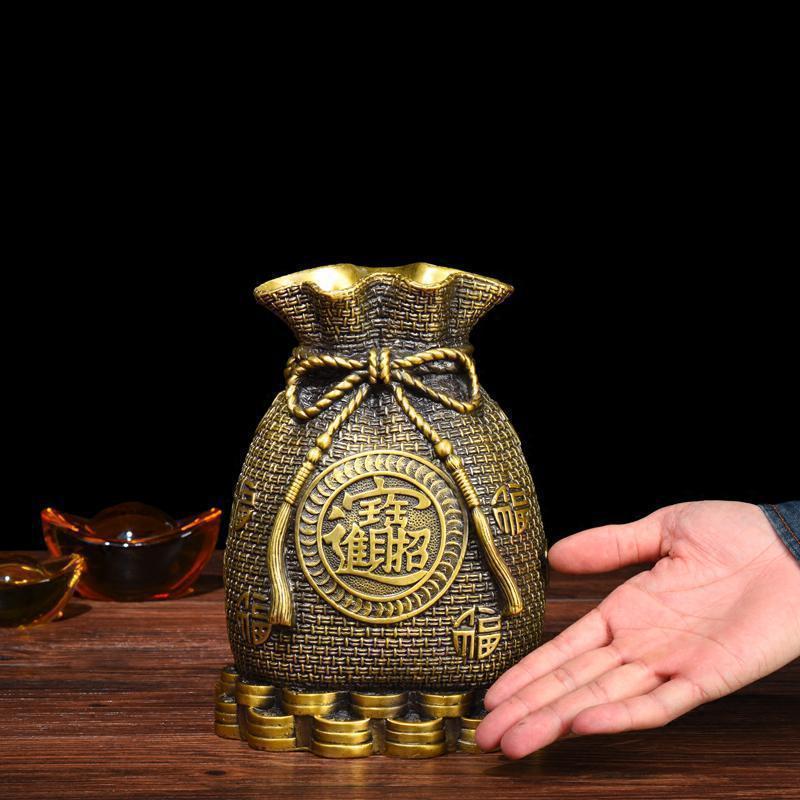 纯铜存钱罐摆件 福袋钱袋家居装饰品客厅电视柜工艺品_9_750