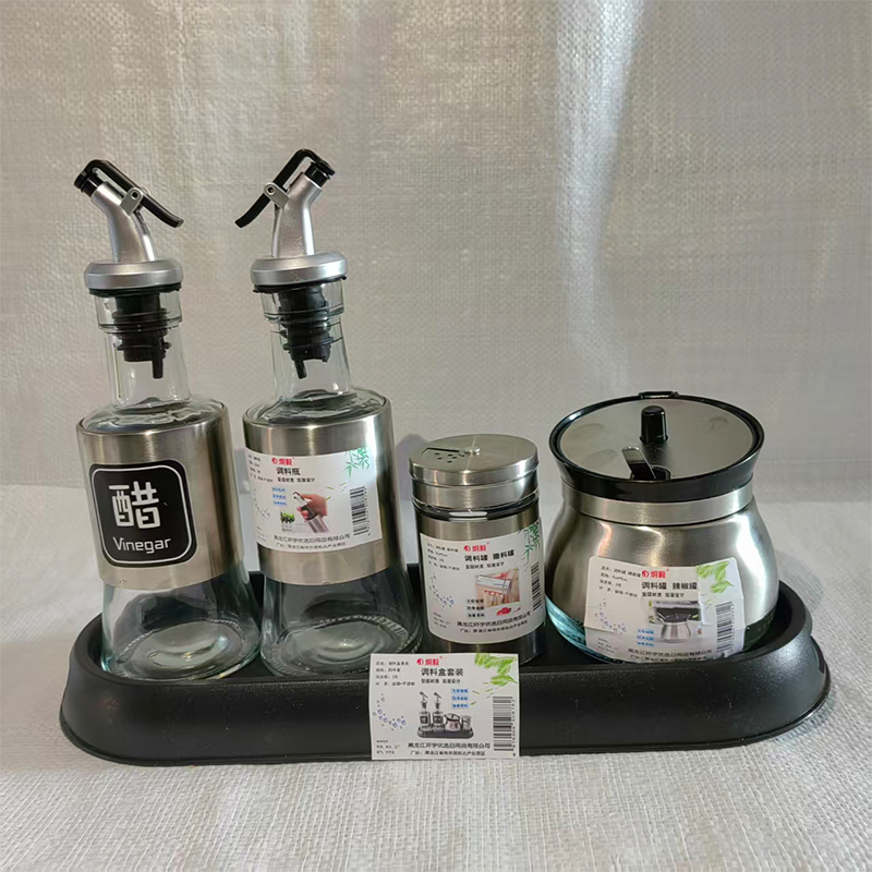 炯毅 不锈钢调料罐调味盒味盅猪油罐厨房料缸圆形调味盒打蛋盆辣椒罐家用调味罐 调料盒套装 四件套 套高清大图