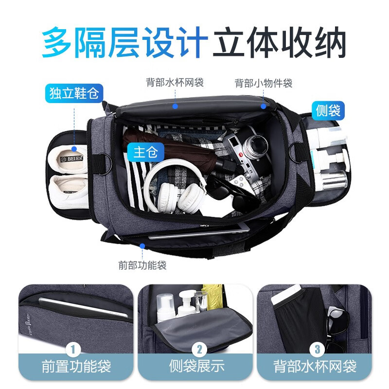 维多利亚旅行者通勤商务多用健身包手提袋 旅行包 7050灰高清大图