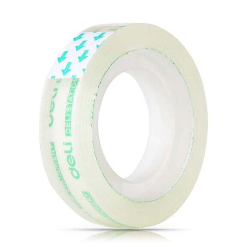 得力(deli)透明高粘易撕文具胶带 12mm*18m 6卷/筒装 30029