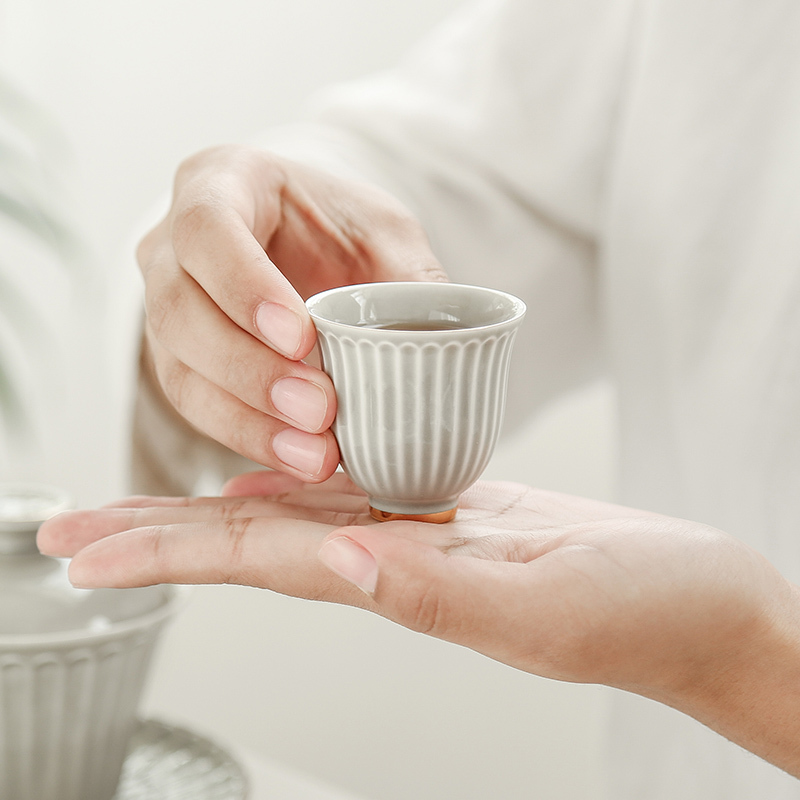 常生源 茶具套装功夫茶具礼盒装描金办公家用陶瓷盖碗公杯茶杯整套 云庭套组