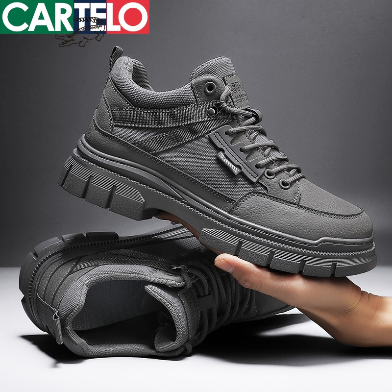 线下专柜同款卡帝乐鳄鱼cartelo新款厚底男士低帮鞋休闲鞋工装鞋靴男