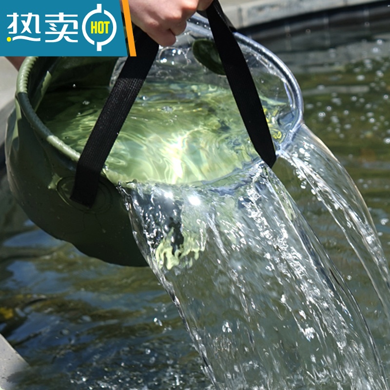 敬平折叠水桶户外钓鱼车载便携式露营大容量储水箱家用洗车旅行美术桶 黄色10L高清大图