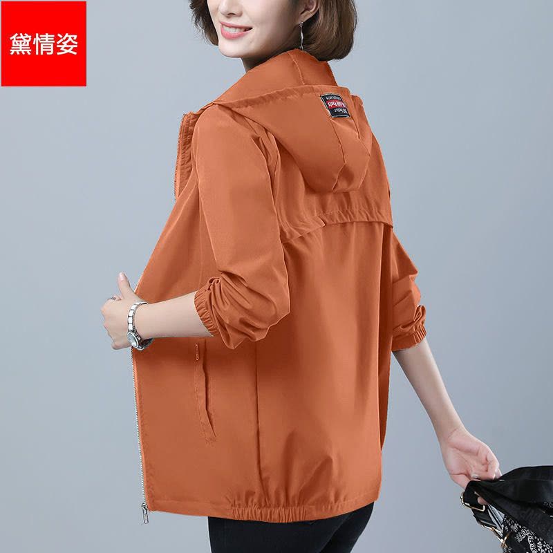外套女潮ing秋季2021女装新款休闲夹克衫~收腰显瘦百搭女风衣外套 短款粉色 L [建议95-115斤]图片