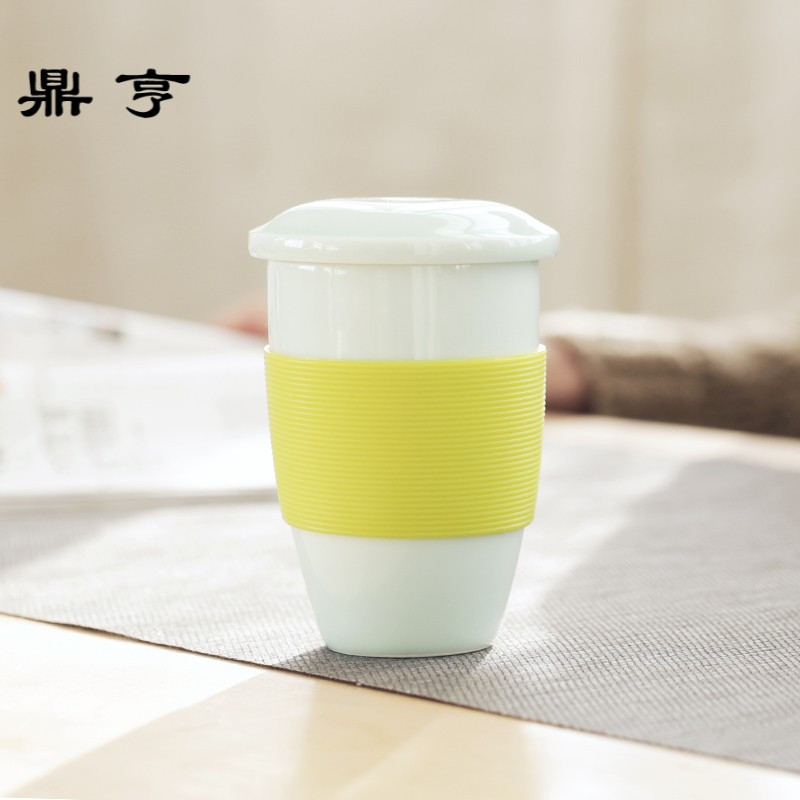 鼎亨办公茶杯陶瓷过滤带盖子个性简约泡茶杯马克杯创意官帽茶水分