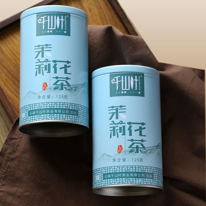 千山叶 茉莉花茶 125克/罐 雅安茉莉花 明前春茶 茉莉 绿茶 单罐 茶窝茶叶