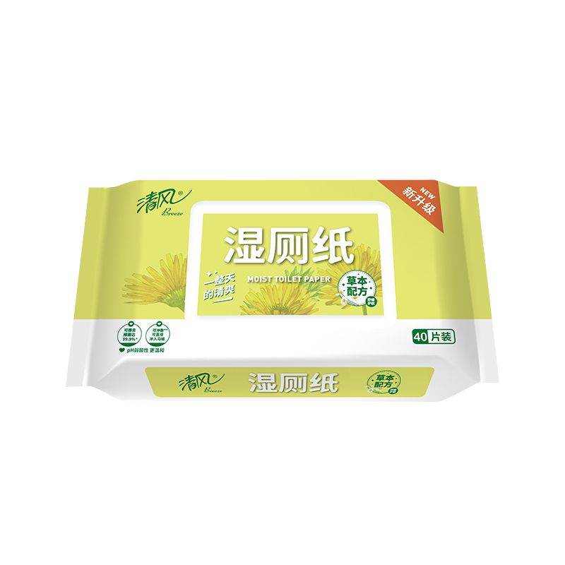 清风湿厕纸家庭装40片4包女性厕纸湿巾私处洁厕纸男湿巾纸擦屁股