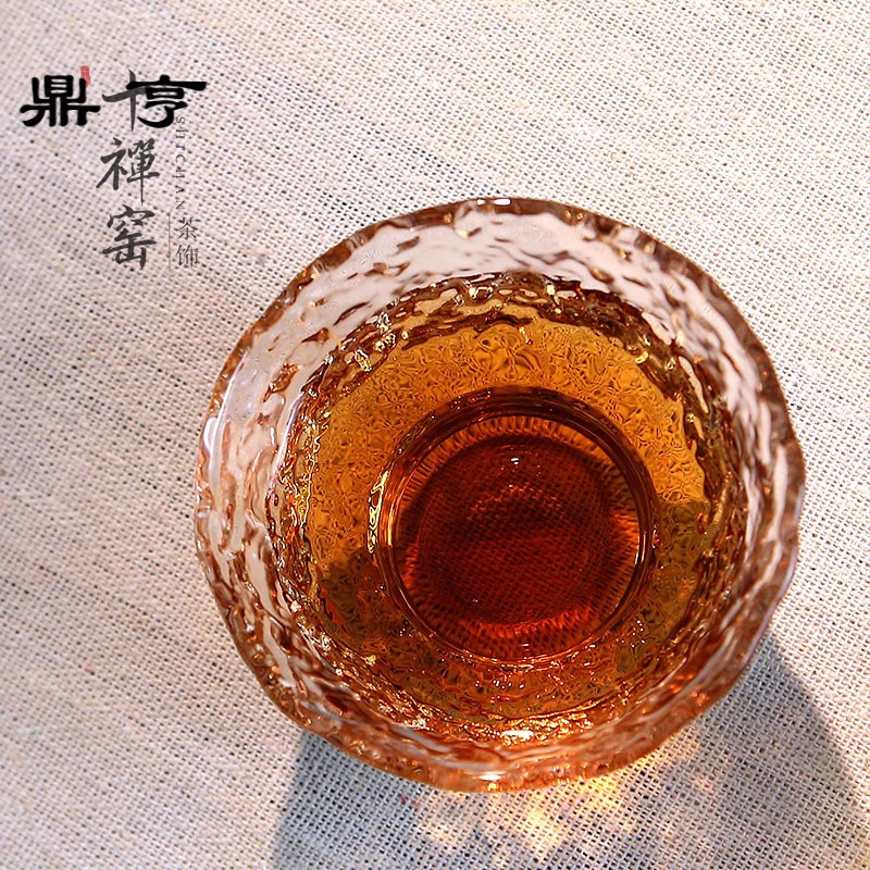 鼎亨日式玻璃品茗杯 简约加厚耐热锤纹茶杯主人杯 功夫茶具茶道