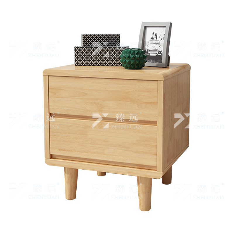 臻远 ZY4030704实木床头柜简约床边柜子收纳柜储物柜直脚双抽款