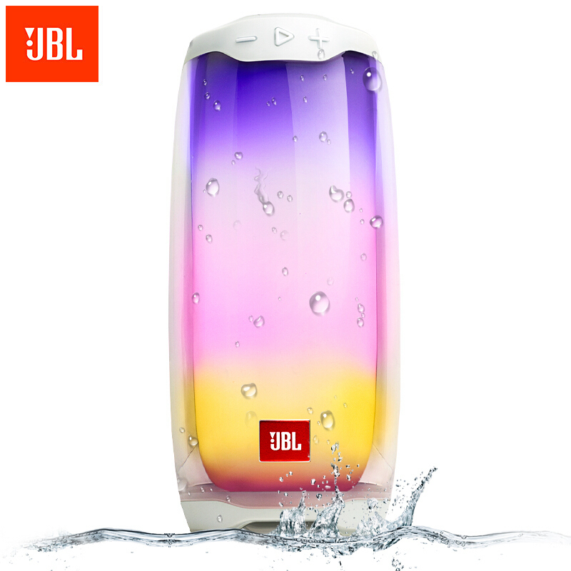 JBL PULSE4 音乐脉动4炫彩光效蓝牙音箱无线户外音响低音便携迷你音响 防水设计 白色