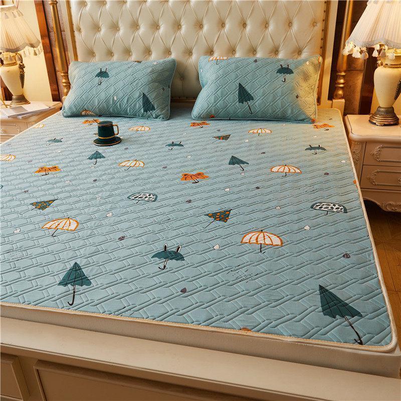 美帮汇床垫子褥子软垫保护床褥垫床褥夏季夏天薄款可水洗机洗铺床 小伞绿/A类母婴级，裸睡针织锦棉，天然乳胶填充 90x200cm/A类母婴级，可裸睡可机洗