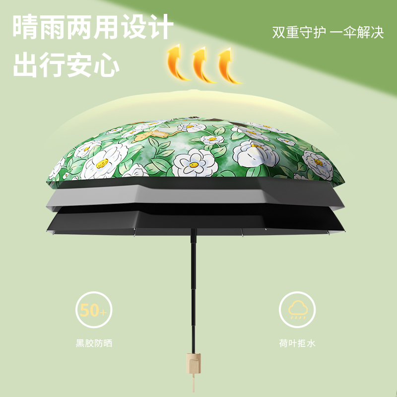 儿童雨伞女孩小学生男童黑胶防晒折叠遮阳伞便携晴雨两用太阳伞女