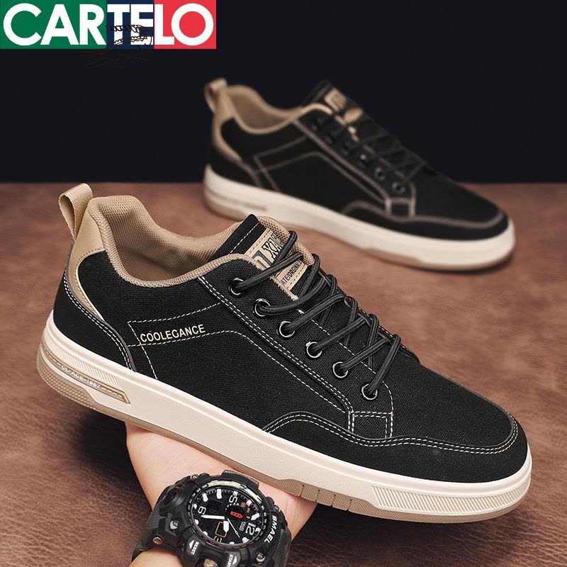 [线下专柜同款]卡帝乐鳄鱼(CARTELO)新款百搭男鞋板鞋帆布鞋休闲鞋图片