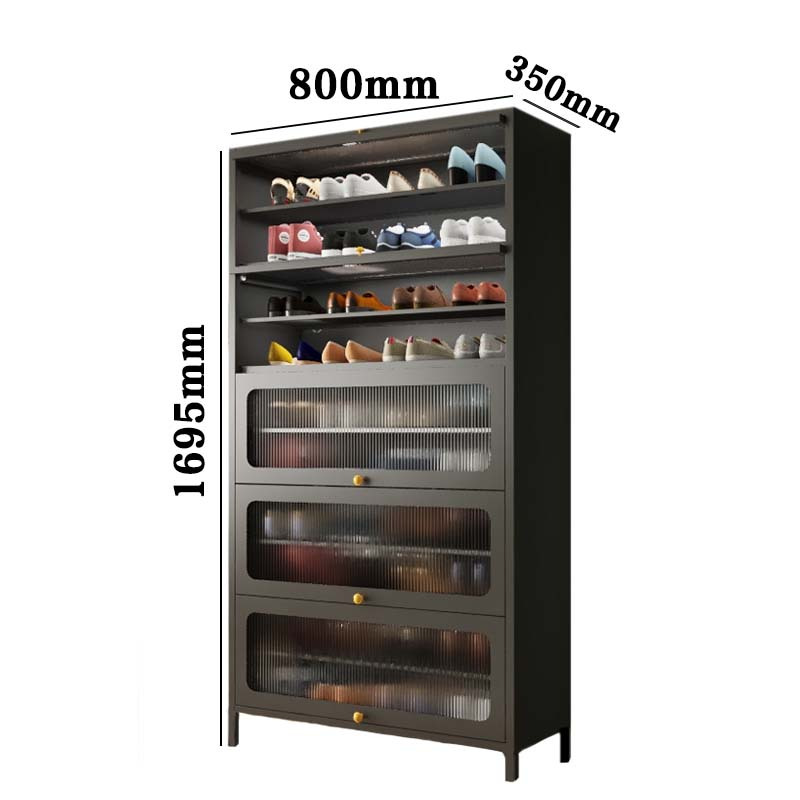 dxbg家用门口鞋柜新款2024室内入户储物柜一体翻门钢制5门10层80宽灰