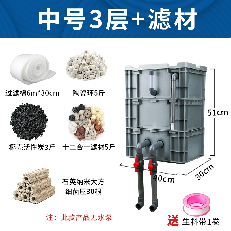 周转箱过滤箱鱼缸过滤器滴流盒上置过滤盒外置鱼池水循环系统 diy