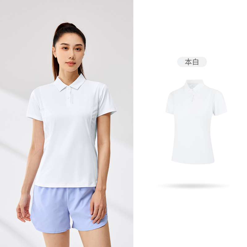 361°翻领T恤夏季新款冰感透气POLO衫女女士户外防晒运动短袖 本白 S