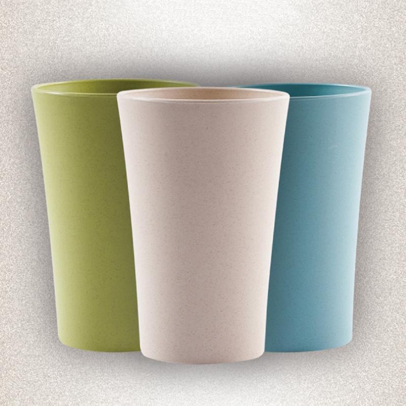 创意简约家庭情侣小麦漱口杯牙刷杯塑料牙缸套装大小杯-本侣套装[小号+大号]