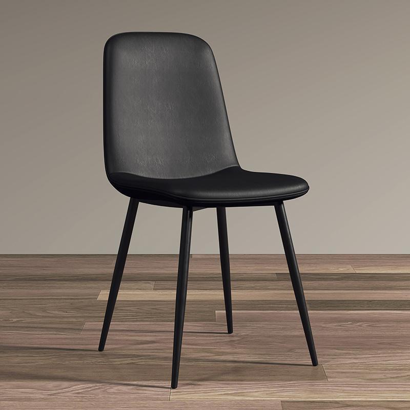 汐岩北欧轻奢餐椅现代简约靠背休闲餐厅咖啡厅电脑家用桌椅凳子 黑腿黑色