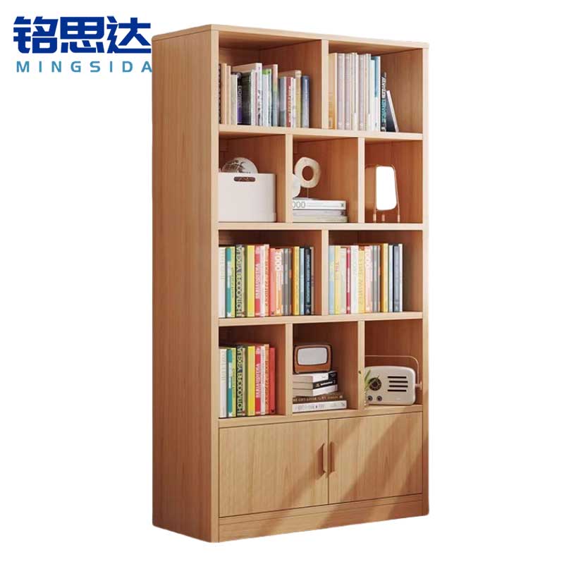 铭思达书柜原木色80cm台高清大图