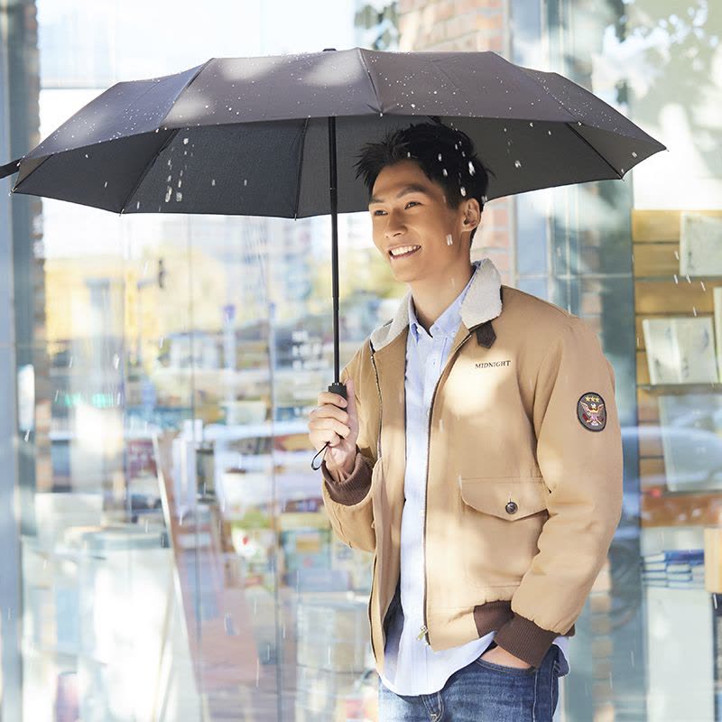 苏宁极物 超大自动折叠伞雨伞三折伞+女式零感内裤(呼吸款)锦纶三角裤 黑色图片