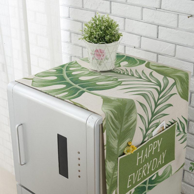BONJEAN全自动滚筒式 洗衣机罩 防水防晒防尘罩套罩北欧盖布通用上开盖巾 LSCL-07 小冰箱，洗衣机通用（130*50cm）升级防水