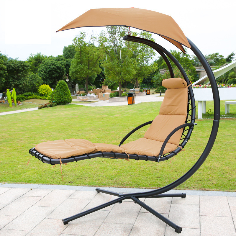 森美人民宿吊床家用吊椅阳台卧室悬挂床室内鸟巢摇篮椅户外秋千 全新罗马吊床-【卡其色】