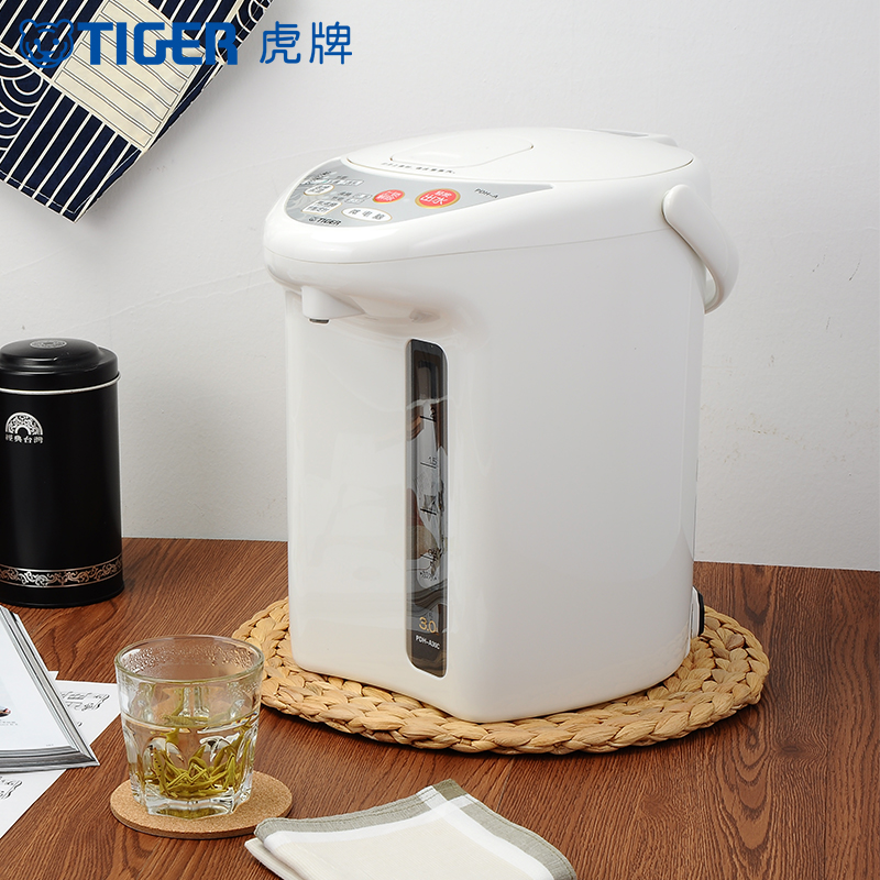 虎牌(tiger)电热水瓶PDH-A30C 白色 3L微电脑电热水壶 三段保温热水壶 自动去氯节能 节能定时保温水瓶高清大图