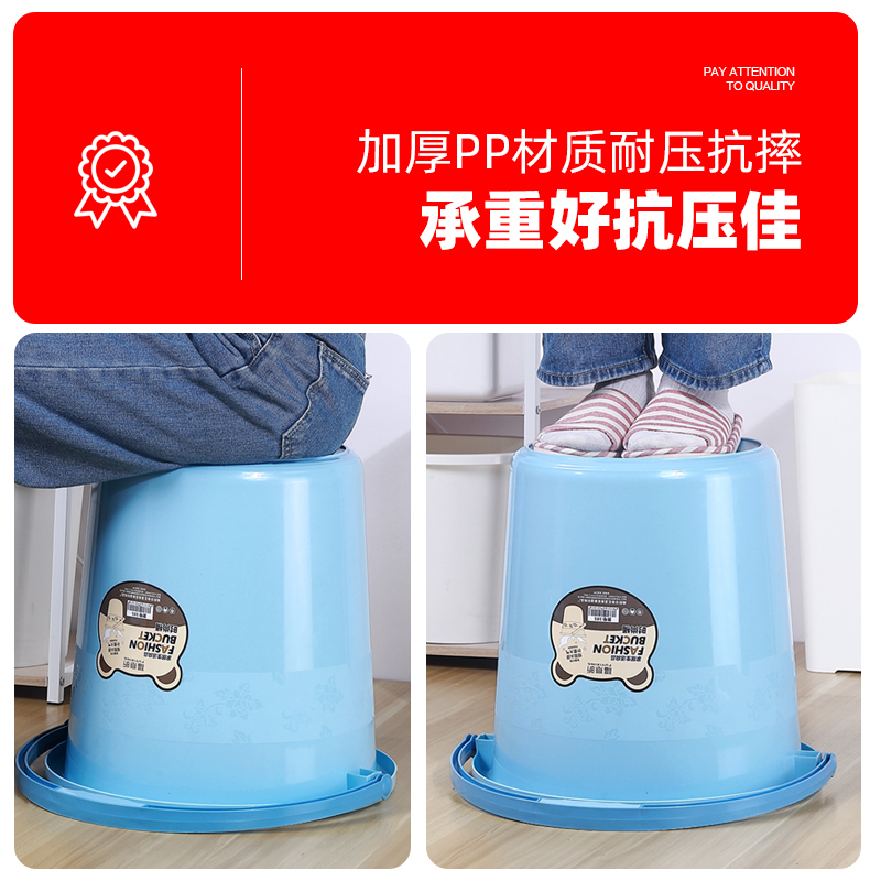 加厚特大号-默认发卡其色 蓝色粉色请备注 水桶洗车桶储物桶学生宿舍洗衣桶清洁桶钓鱼桶塑料家用蓄水收纳高清大图