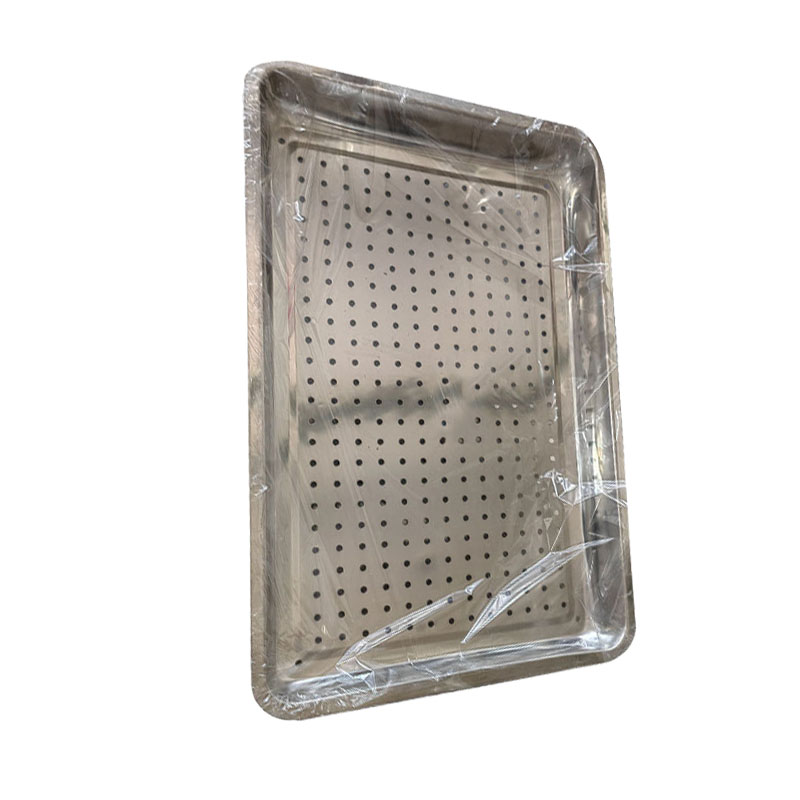 炯毅 不锈钢长方形托盘茶盘带孔蒸盘 商用蒸饭盘菜盘鱼盘饺子盘烧烤盘 不锈钢冲孔方盘 60cm*40cm个高清大图