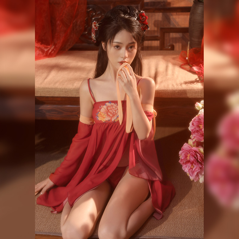 霏慕古韵牡丹飘逸舞袖套装6884性感情趣内衣汉服古风女式情趣睡衣女士衣服成人用品高清大图