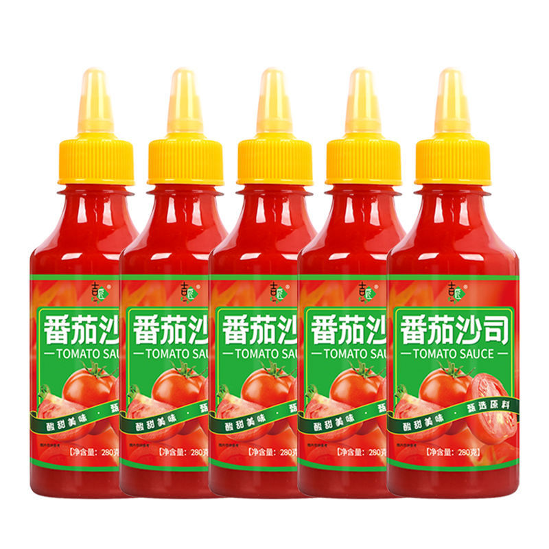 番茄酱沙拉酱黑胡椒酱甜辣酱组合手抓饼酱料沙司批发 【番茄酱5瓶】