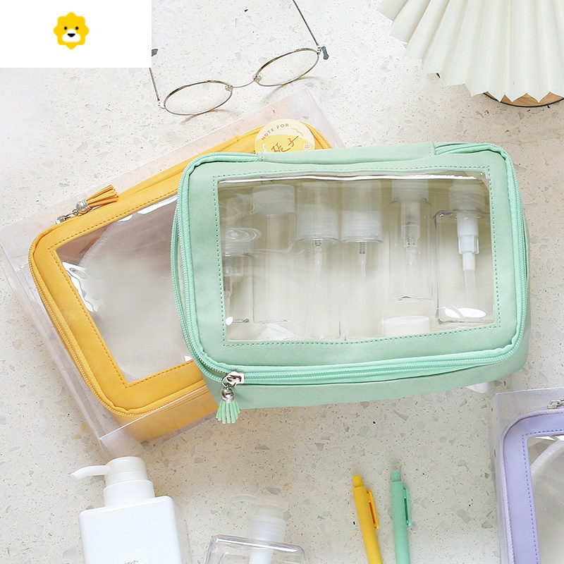 喻娄三年二班简约透明笔袋大容量文具盒初中女孩is日系少女心铅笔盒