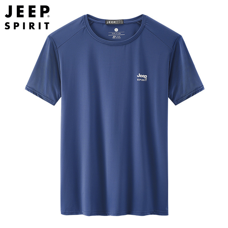 JEEP吉普男装短袖T恤夏季新款快干衣宽松透气冰丝圆领男T恤衫