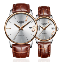 卡梭(KASSAW)手表自动机械表情侣表防水时尚商务男表女表情侣手表一对1314 间玫白面皮带一对