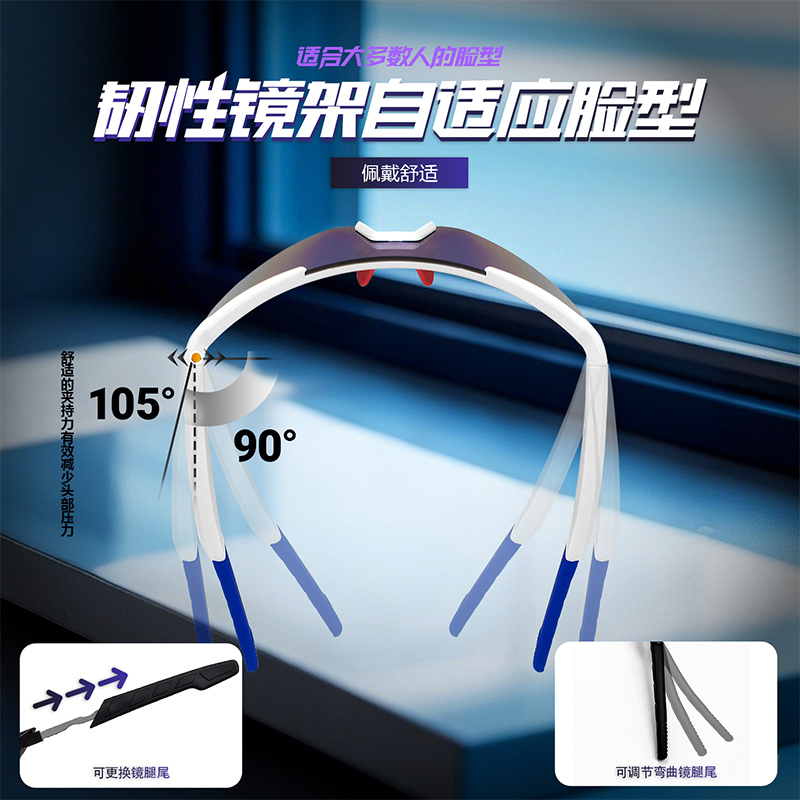 sayrelances塞尔兰斯 Ai智能蓝牙运动眼镜SD-12(黑色框-紫膜片)高清大图