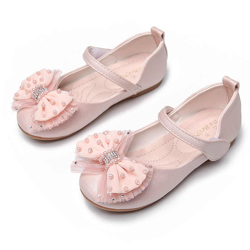 七色王国小美莉公主鞋韩版洋气女童皮鞋蝴蝶结时尚女孩单鞋儿童学生小