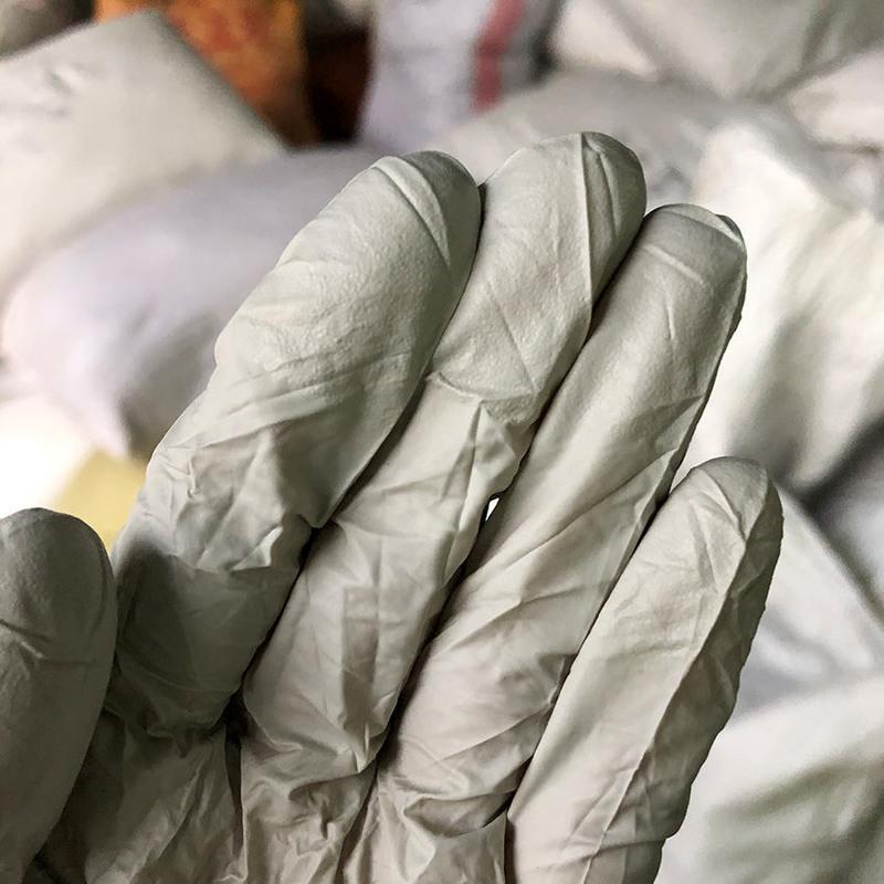 B级丁腈短款灰色系50只 M中码 一次性丁腈手套乳胶防油防滑耐酸碱耐磨工业机械维修手套