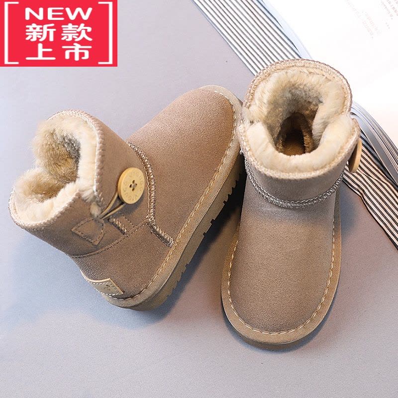 可莉允儿童雪地靴女童短靴冬季男童保暖鞋加绒宝宝靴子防滑中筒棉鞋图片