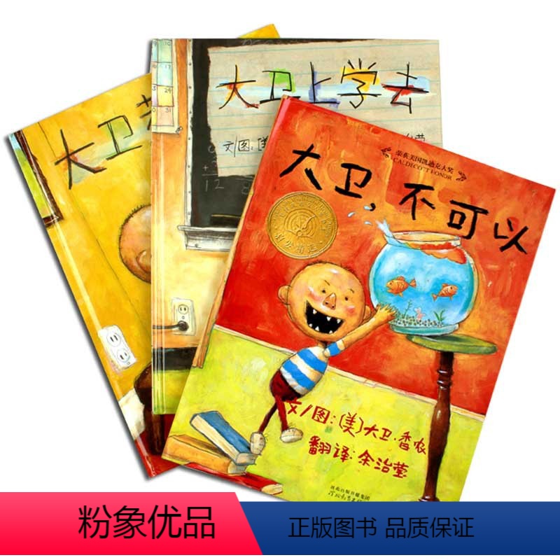 [正版]大卫不可以绘本系列全套3册 启发大卫香农精装儿童绘本 大卫上学去+不可以+惹麻烦 3-6-7周岁幼儿入园准备早