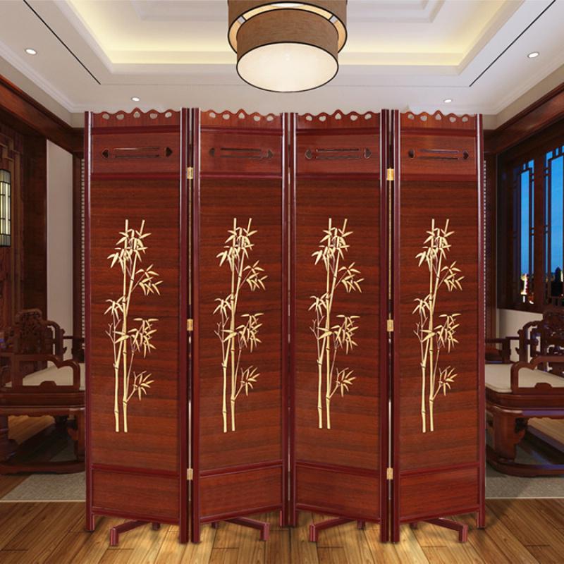 BONJEAN实木折叠可移动屏风酒店屏风隔断办公室家用玄关隔断仿古中式屏风高清大图