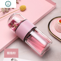 双层玻璃杯子茶水分离泡茶杯便携男迷你可爱网红过滤喝花茶水杯女 封后 钢本色-200ML
