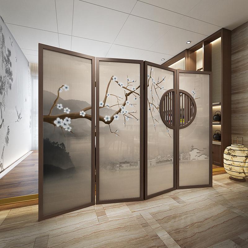 BONJEAN新中式屏风隔断客厅折叠移动卧室遮挡简约现公室折屏小户型高清大图