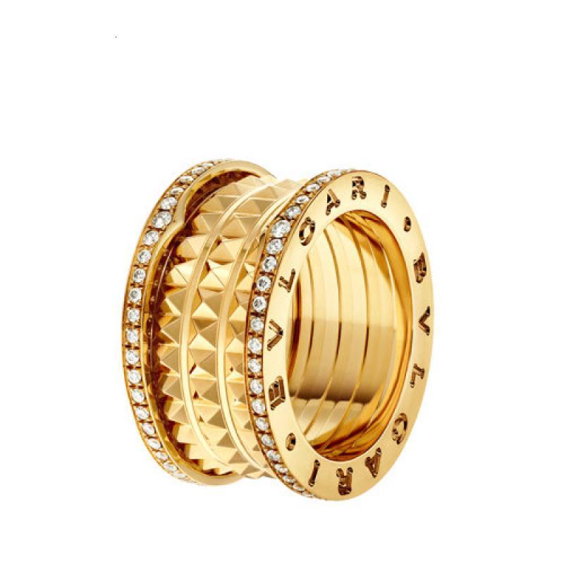 bvlgari宝格丽bzero1系列k金四排戒指镶边钻石密钉戒指指环357902