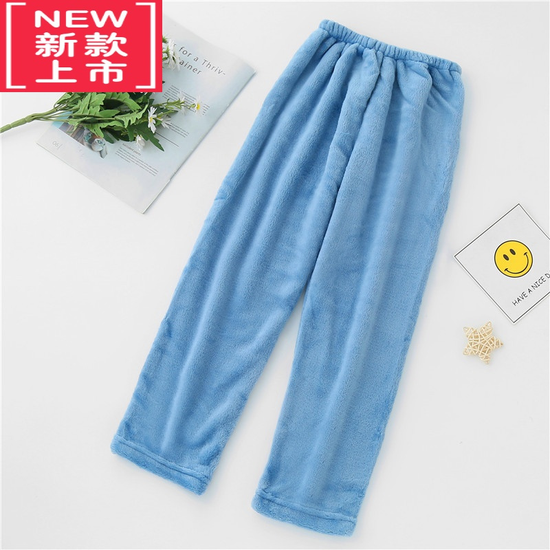 可莉允儿童睡裤宝宝珊瑚绒暖暖裤秋冬女童加绒保暖单裤男童法兰绒家居裤保暖裤