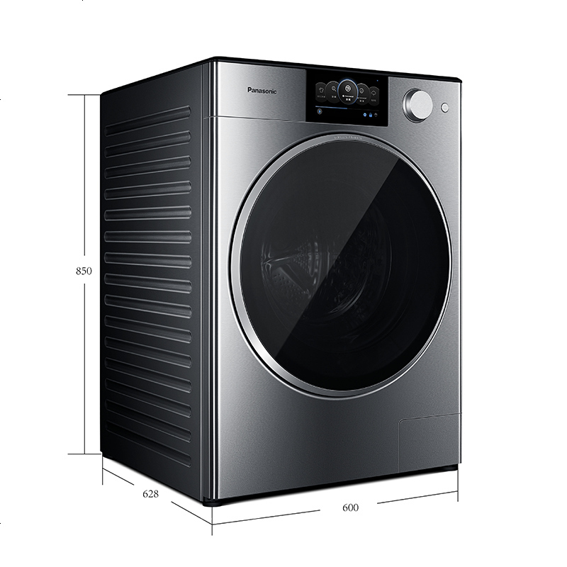 松下(Panasonic)XQG100-P1DT 10公斤滚筒带烘干全自动洗烘一体洗衣机 阿尔法保时捷设计 拉丝银